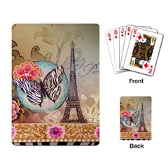 Fuschia Flowers Butterfly Eiffel Tower Vintage Paris Fashion Playing Cards Single Design by chicelegantboutique