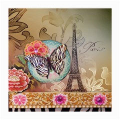 Fuschia Flowers Butterfly Eiffel Tower Vintage Paris Fashion Glasses Cloth (medium) by chicelegantboutique