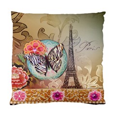 Fuschia Flowers Butterfly Eiffel Tower Vintage Paris Fashion Cushion Case (single Sided)  by chicelegantboutique