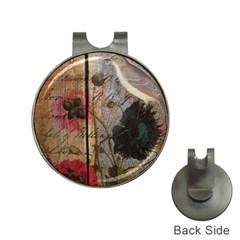 Vintage Bird Poppy Flower Botanical Art Hat Clip With Golf Ball Marker by chicelegantboutique