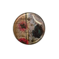 Vintage Bird Poppy Flower Botanical Art Golf Ball Marker (for Hat Clip) by chicelegantboutique