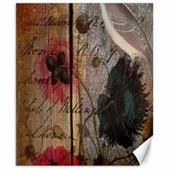 Vintage Bird Poppy Flower Botanical Art Canvas 8  X 10  (unframed) by chicelegantboutique