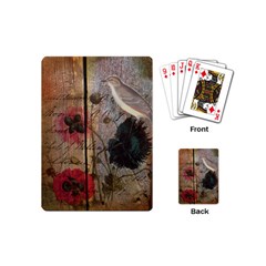 Vintage Bird Poppy Flower Botanical Art Playing Cards (mini)