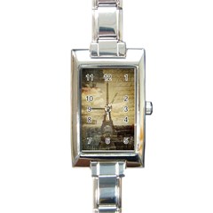 Elegant Vintage Paris Eiffel Tower Art Rectangular Italian Charm Watch by chicelegantboutique