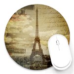 Elegant Vintage Paris Eiffel Tower Art 8  Mouse Pad (Round) Front