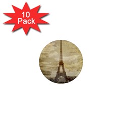 Elegant Vintage Paris Eiffel Tower Art 1  Mini Button Magnet (10 Pack) by chicelegantboutique