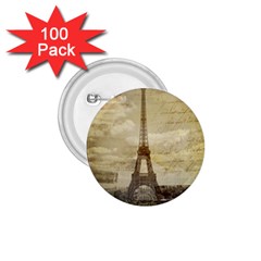 Elegant Vintage Paris Eiffel Tower Art 1 75  Button (100 Pack) by chicelegantboutique