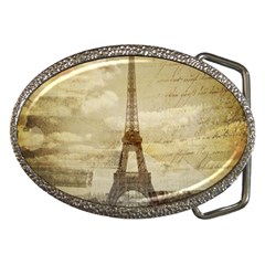 Elegant Vintage Paris Eiffel Tower Art Belt Buckle (oval) by chicelegantboutique