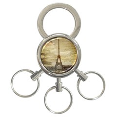 Elegant Vintage Paris Eiffel Tower Art 3-ring Key Chain