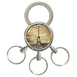 Elegant Vintage Paris Eiffel Tower Art 3-Ring Key Chain Front