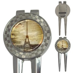 Elegant Vintage Paris Eiffel Tower Art Golf Pitchfork & Ball Marker by chicelegantboutique