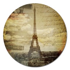 Elegant Vintage Paris Eiffel Tower Art Magnet 5  (round) by chicelegantboutique