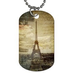 Elegant Vintage Paris Eiffel Tower Art Dog Tag (one Sided)