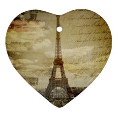 Elegant Vintage Paris Eiffel Tower Art Heart Ornament (two Sides) by chicelegantboutique