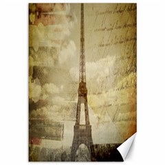 Elegant Vintage Paris Eiffel Tower Art Canvas 12  X 18  (unframed) by chicelegantboutique