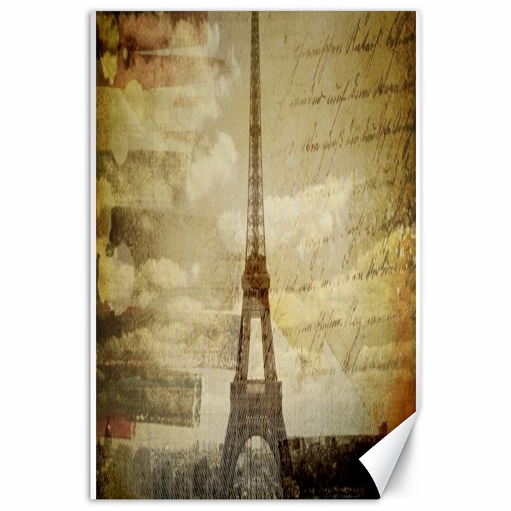 Elegant Vintage Paris Eiffel Tower Art Canvas 20  x 30  (Unframed)