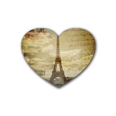 Elegant Vintage Paris Eiffel Tower Art Drink Coasters 4 Pack (heart)  by chicelegantboutique