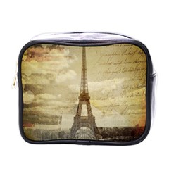 Elegant Vintage Paris Eiffel Tower Art Mini Travel Toiletry Bag (one Side)