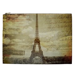 Elegant Vintage Paris Eiffel Tower Art Cosmetic Bag (xxl) by chicelegantboutique