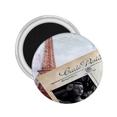 French Postcard Vintage Paris Eiffel Tower 2 25  Button Magnet