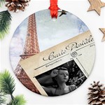 French Postcard Vintage Paris Eiffel Tower Round Ornament Front