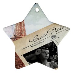 French Postcard Vintage Paris Eiffel Tower Star Ornament by chicelegantboutique