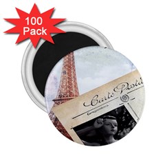 French Postcard Vintage Paris Eiffel Tower 2 25  Button Magnet (100 Pack)