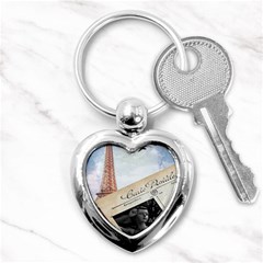 French Postcard Vintage Paris Eiffel Tower Key Chain (heart) by chicelegantboutique