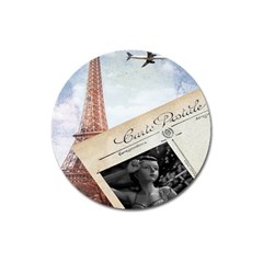 French Postcard Vintage Paris Eiffel Tower Magnet 3  (round) by chicelegantboutique