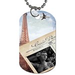 French Postcard Vintage Paris Eiffel Tower Dog Tag (Two-sided)  Front