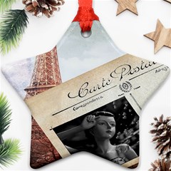 French Postcard Vintage Paris Eiffel Tower Star Ornament (two Sides) by chicelegantboutique