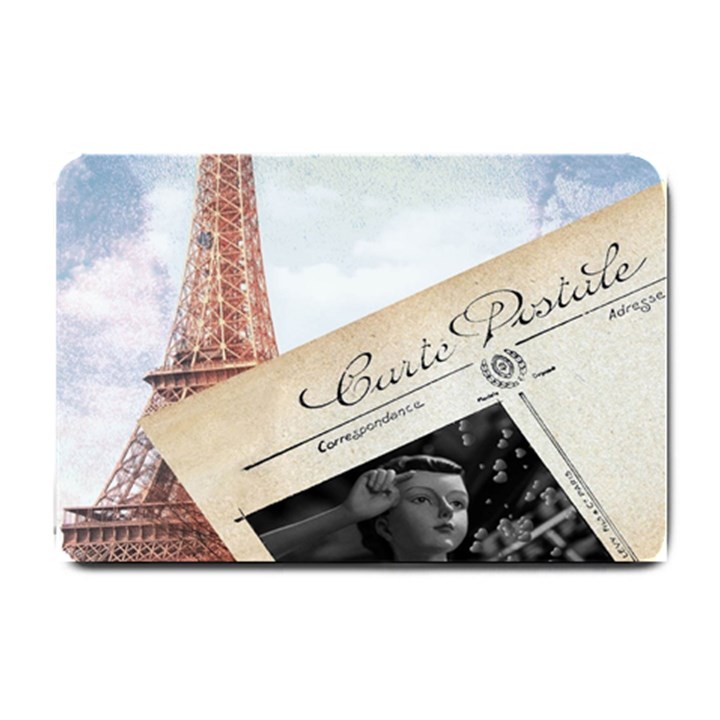 French Postcard Vintage Paris Eiffel Tower Small Door Mat