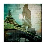 Modern Shopaholic Girl  Paris Eiffel Tower Art  Ceramic Tile Front