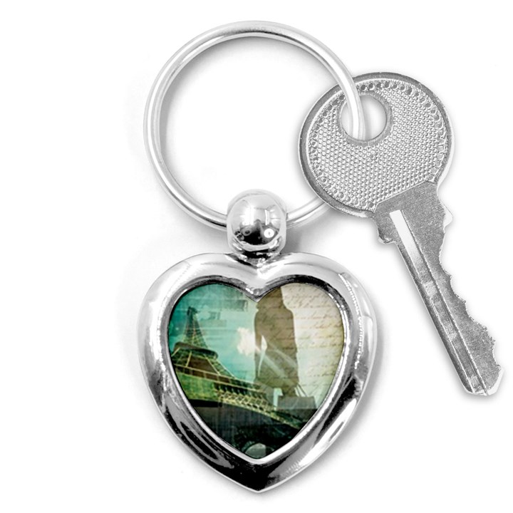 Modern Shopaholic Girl  Paris Eiffel Tower Art  Key Chain (Heart)