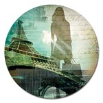 Modern Shopaholic Girl  Paris Eiffel Tower Art  Magnet 5  (Round) Front