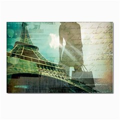 Modern Shopaholic Girl  Paris Eiffel Tower Art  Postcard 4 x 6  (10 Pack) by chicelegantboutique