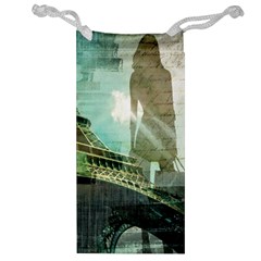 Modern Shopaholic Girl  Paris Eiffel Tower Art  Jewelry Bag by chicelegantboutique