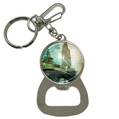 Modern Shopaholic Girl  Paris Eiffel Tower Art  Bottle Opener Key Chain