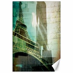 Modern Shopaholic Girl  Paris Eiffel Tower Art  Canvas 12  X 18  (unframed)