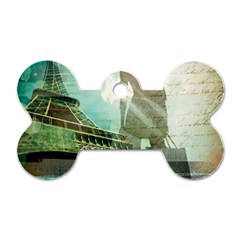 Modern Shopaholic Girl  Paris Eiffel Tower Art  Dog Tag Bone (two Sided) by chicelegantboutique