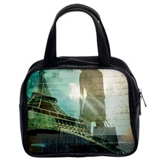 Modern Shopaholic Girl  Paris Eiffel Tower Art  Classic Handbag (two Sides) by chicelegantboutique