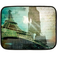 Modern Shopaholic Girl  Paris Eiffel Tower Art  Mini Fleece Blanket (two Sided) by chicelegantboutique