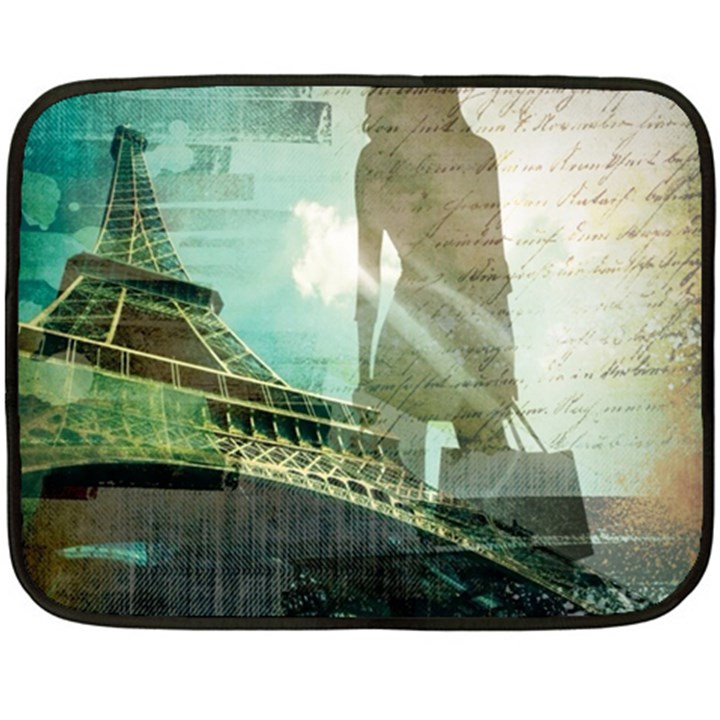 Modern Shopaholic Girl  Paris Eiffel Tower Art  Mini Fleece Blanket (Two Sided)