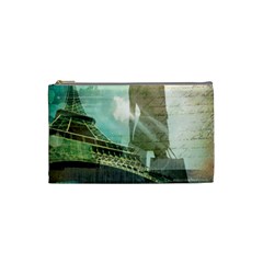 Modern Shopaholic Girl  Paris Eiffel Tower Art  Cosmetic Bag (small) by chicelegantboutique