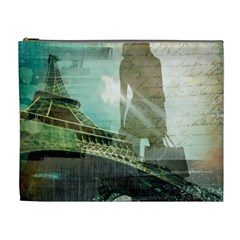 Modern Shopaholic Girl  Paris Eiffel Tower Art  Cosmetic Bag (xl) by chicelegantboutique