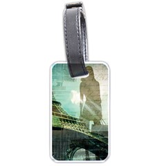 Modern Shopaholic Girl  Paris Eiffel Tower Art  Luggage Tag (one Side) by chicelegantboutique