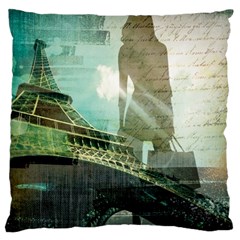 Modern Shopaholic Girl  Paris Eiffel Tower Art  Large Cushion Case (two Sided) 