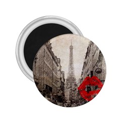 Elegant Red Kiss Love Paris Eiffel Tower 2 25  Button Magnet by chicelegantboutique