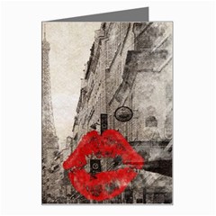 Elegant Red Kiss Love Paris Eiffel Tower Greeting Card by chicelegantboutique