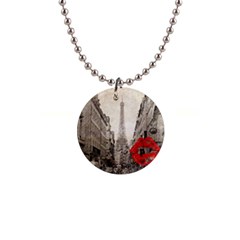 Elegant Red Kiss Love Paris Eiffel Tower Button Necklace by chicelegantboutique